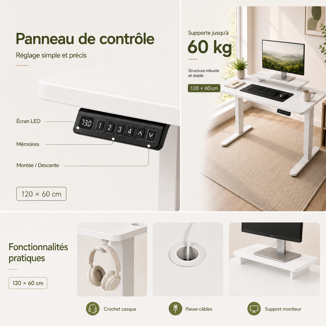 Bureau Assis Debout LevoraDesk - Blanc
